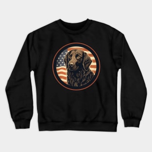 Patriotic Flat-coated Retriever Crewneck Sweatshirt